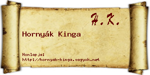 Hornyák Kinga névjegykártya